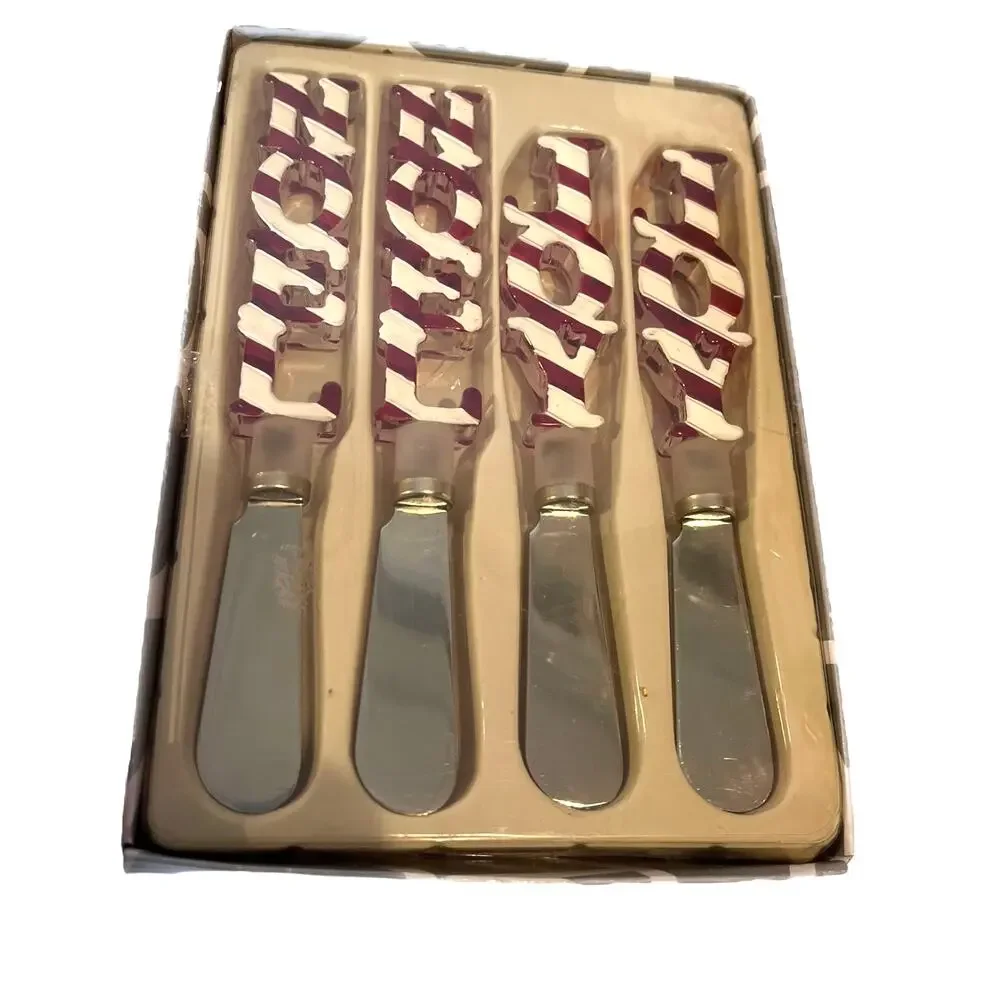 NEW Dept 56 HOLIDAY SPREADERS Set (4) Noel Joy Christmas Candy Cane Boxed!